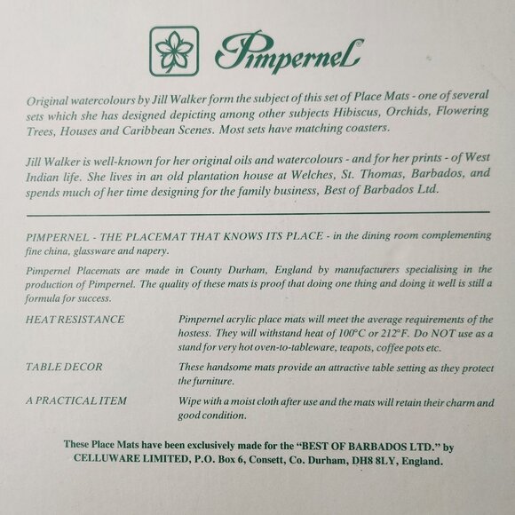 Pimpernel Orchids Cork Backed Place Mats by Jill Walker Set of 4 with Box - Picture 10 of 10